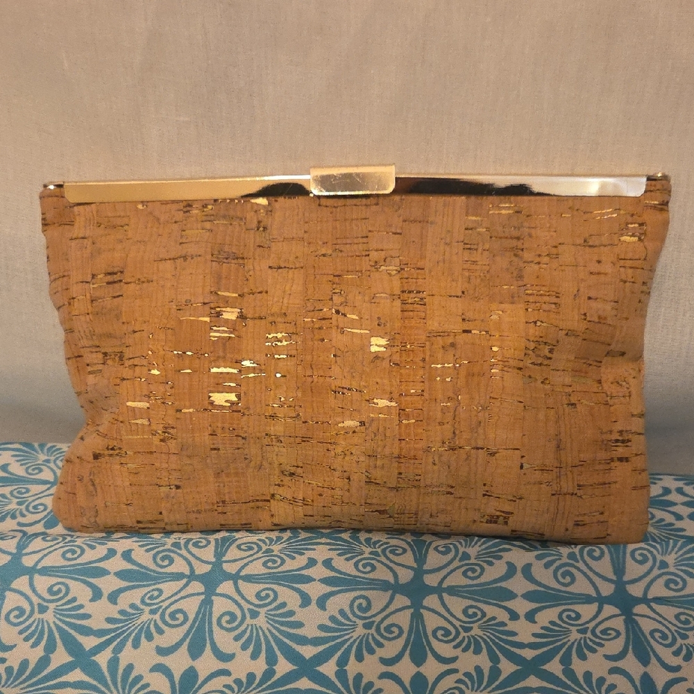 J. Crew Cork Clutch with Gold Highlights